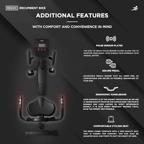 JLL RE200 Recumbent Exercise Bike, 8 Levels Resistance
