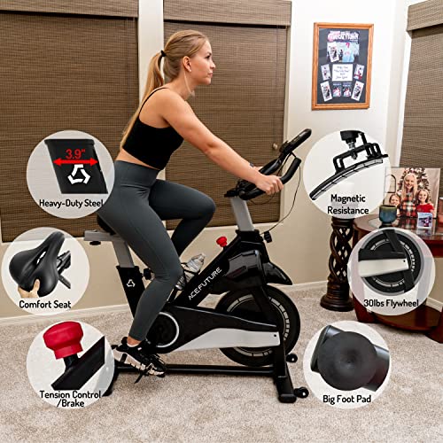 Acefuture Magnetic Resistance Exercise Bike with 13.6kg Flywheel
