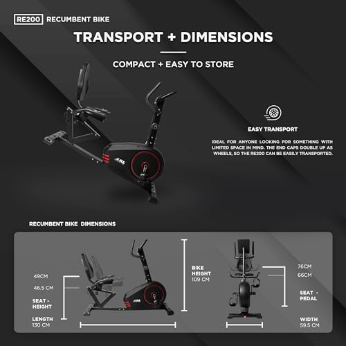 JLL RE200 Recumbent Exercise Bike, 8 Levels Resistance