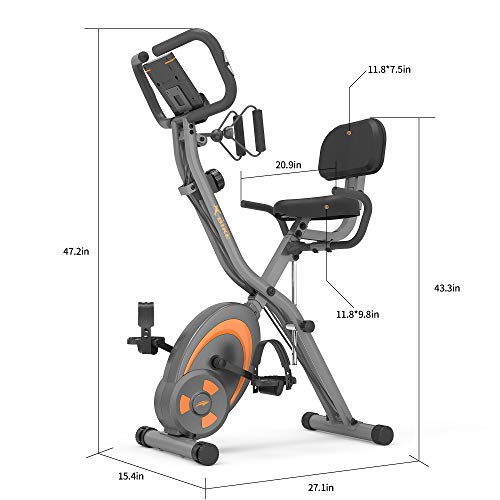 Leikefitness Folding Recumbent Exercise Bike with Arm Resistance