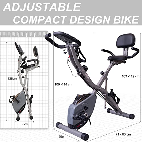 AceFuture 4-IN-1 Folding Exercise Bike with Bands, 16 Resistance Levels