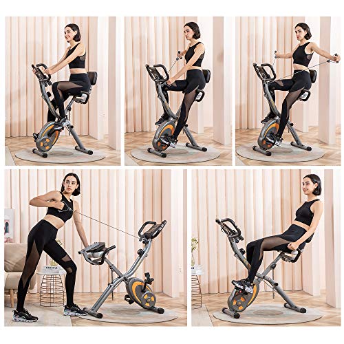 Leikefitness Folding Recumbent Exercise Bike with Arm Resistance