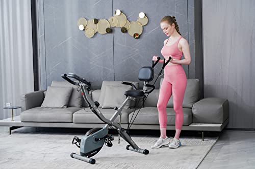 AceFuture 4-IN-1 Folding Exercise Bike with Bands, 16 Resistance Levels