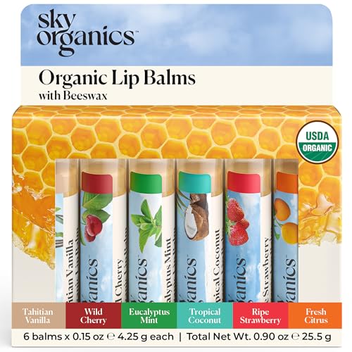 Organic Beeswax Lip Balms - Six Flavors - 6pk