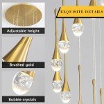 Gold Crystal Pendant Chandelier for High Ceilings