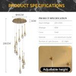 Gold Crystal Pendant Chandelier for High Ceilings