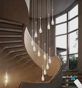 Dimmable Silver Spiral Crystal Chandelier Light