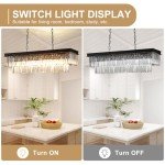 Black Crystal Chandelier, 39" Rectangular Luxury Pendant