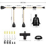 Dimmable Vintage Pendant Light Kit with Hemp Rope