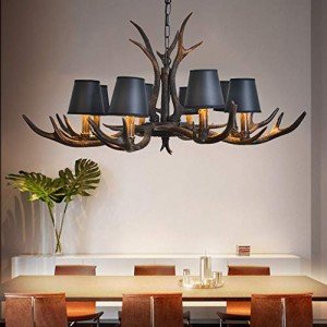 Retro Resin Antlers Adjustable Pendant Dining Lamp
