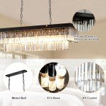 Black Crystal Chandelier, 39" Rectangular Luxury Pendant