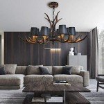 Retro Resin Antlers Adjustable Pendant Dining Lamp