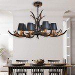 Retro Resin Antlers Adjustable Pendant Dining Lamp