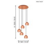 Copper-Colored Metal Pendant Light for Dining Room