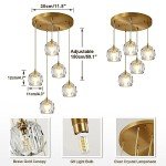 Mid Century 5-Light Cluster Pendant - Gold & Crystal