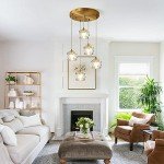Mid Century 5-Light Cluster Pendant - Gold & Crystal