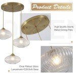 Modern 3-Light Glass Pendant Hanging Light Fixture