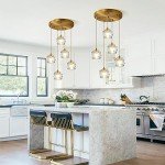Mid Century 5-Light Cluster Pendant - Gold & Crystal