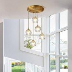 Mid Century 5-Light Cluster Pendant - Gold & Crystal