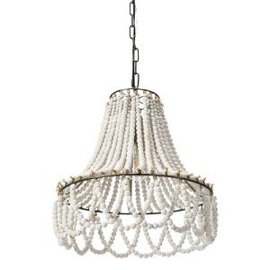 Wood Beaded Pendant Light with Metal Frame