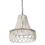Wood Beaded Pendant Light with Metal Frame