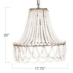 Wood Beaded Pendant Light with Metal Frame