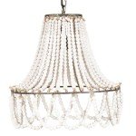 Wood Beaded Pendant Light with Metal Frame