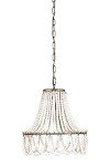Wood Beaded Pendant Light with Metal Frame