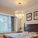 Modern Gold Finish Crystal Chandelier Pendant Light