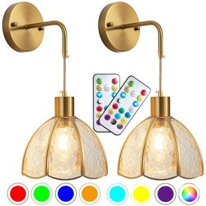 Battery-Powered Remote Wall Sconces, Set of Two