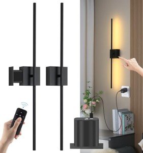 Remote Control Battery-Powered Wall Sconces - 2 Pack