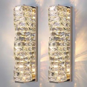 Adjustable Silver Chrome Crystal Wall Sconce Set