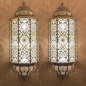 Moroccan LED Wall Lamp Sconce - 2 Pack