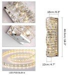 Adjustable Silver Chrome Crystal Wall Sconce Set