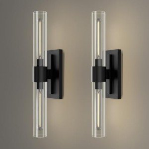 Modern Black Wall Sconces with Clear Glass Shade