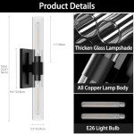 Modern Black Wall Sconces with Clear Glass Shade