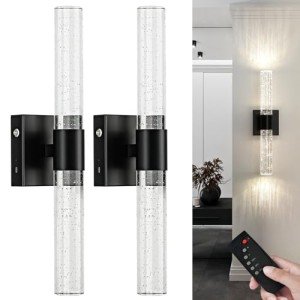 Rechargeable Wireless Wall Sconce Set with Remote