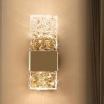 Gold Crystal Wall Sconces with Remote Control
