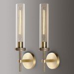 Brass Wall Sconces Set of Two - 19" Gold