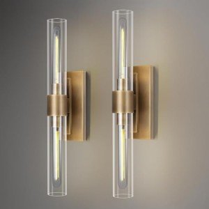 Brass Dimmable Wall Sconces Set of Two