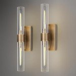 Brass Dimmable Wall Sconces Set of Two