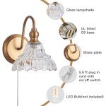 Vintage Brass Plug-In Wall Sconces - Set of Two