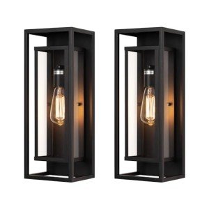 Mirrea 18" Matte Black Outdoor Wall Sconce Set