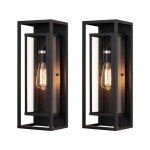 Mirrea 18" Matte Black Outdoor Wall Sconce Set