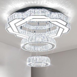 Modern Crystal Flush Mount Ceiling Chandelier Light