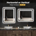 Hivone Dimmable LED Wall Vanity Mirror 28"x36