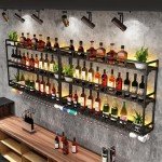 Wall-Mounted Wine Rack with LED Light and Glass Holder