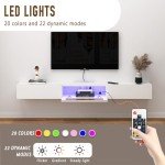 White Floating TV Stand with LED Lights
