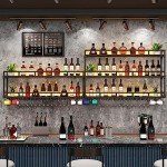 Wall-Mounted Wine Rack with LED Light and Glass Holder