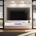 White Floating TV Stand with LED Lights